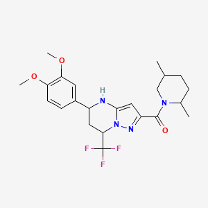 molecular formula C23H29F3N4O3 B3730046 5-(3,4-dimethoxyphenyl)-2-[(2,5-dimethyl-1-piperidinyl)carbonyl]-7-(trifluoromethyl)-4,5,6,7-tetrahydropyrazolo[1,5-a]pyrimidine 