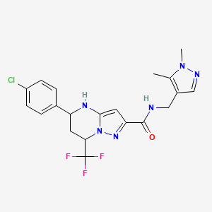 molecular formula C20H20ClF3N6O B3730048 5-(4-chlorophenyl)-N-[(1,5-dimethyl-1H-pyrazol-4-yl)methyl]-7-(trifluoromethyl)-4,5,6,7-tetrahydropyrazolo[1,5-a]pyrimidine-2-carboxamide 