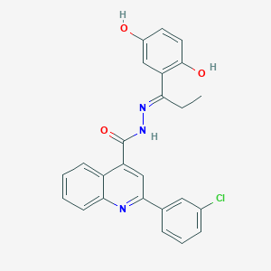 2-(3-chlorophenyl)-N'-[1-(2,5-dihydroxyphenyl)propylidene]-4-quinolinecarbohydrazide