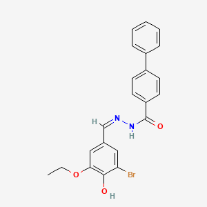 molecular formula C22H19BrN2O3 B3730131 N'-(3-bromo-5-ethoxy-4-hydroxybenzylidene)-4-biphenylcarbohydrazide 