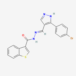 N'-{[3-(4-bromophenyl)-1H-pyrazol-4-yl]methylene}-1-benzothiophene-3-carbohydrazide