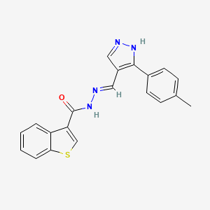 molecular formula C20H16N4OS B3730143 N'-{[3-(4-methylphenyl)-1H-pyrazol-4-yl]methylene}-1-benzothiophene-3-carbohydrazide 