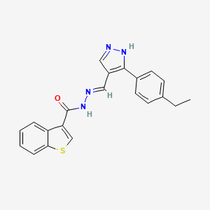 molecular formula C21H18N4OS B3730151 N'-{[3-(4-ethylphenyl)-1H-pyrazol-4-yl]methylene}-1-benzothiophene-3-carbohydrazide 