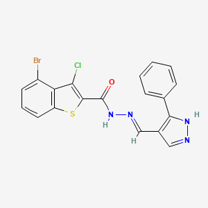 molecular formula C19H12BrClN4OS B3730158 4-bromo-3-chloro-N'-[(3-phenyl-1H-pyrazol-4-yl)methylene]-1-benzothiophene-2-carbohydrazide 