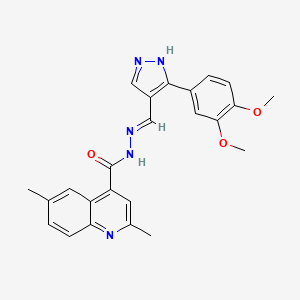 molecular formula C24H23N5O3 B3730176 N'-{[3-(3,4-dimethoxyphenyl)-1H-pyrazol-4-yl]methylene}-2,6-dimethyl-4-quinolinecarbohydrazide 