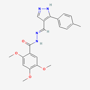 molecular formula C21H22N4O4 B3730182 2,4,5-trimethoxy-N'-{[3-(4-methylphenyl)-1H-pyrazol-4-yl]methylene}benzohydrazide 