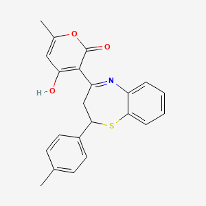 molecular formula C22H19NO3S B3730203 4-hydroxy-6-methyl-3-[2-(4-methylphenyl)-2,3-dihydro-1,5-benzothiazepin-4-yl]-2H-pyran-2-one 
