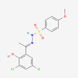 molecular formula C15H14Cl2N2O4S B3730214 N'-[1-(3,5-dichloro-2-hydroxyphenyl)ethylidene]-4-methoxybenzenesulfonohydrazide 