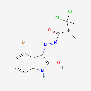 molecular formula C13H10BrCl2N3O2 B3730215 N'-(4-bromo-2-oxo-1,2-dihydro-3H-indol-3-ylidene)-2,2-dichloro-1-methylcyclopropanecarbohydrazide 
