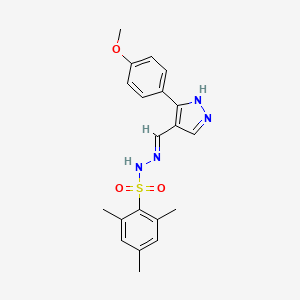 molecular formula C20H22N4O3S B3730220 N'-{[3-(4-methoxyphenyl)-1H-pyrazol-4-yl]methylene}-2,4,6-trimethylbenzenesulfonohydrazide 