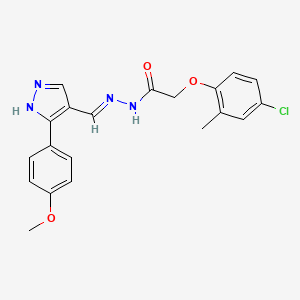 molecular formula C20H19ClN4O3 B3730226 2-(4-chloro-2-methylphenoxy)-N'-{[3-(4-methoxyphenyl)-1H-pyrazol-4-yl]methylene}acetohydrazide 