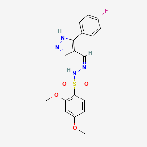 molecular formula C18H17FN4O4S B3730243 N'-{[3-(4-fluorophenyl)-1H-pyrazol-4-yl]methylene}-2,4-dimethoxybenzenesulfonohydrazide 