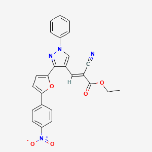 molecular formula C25H18N4O5 B3730259 ethyl 2-cyano-3-{3-[5-(4-nitrophenyl)-2-furyl]-1-phenyl-1H-pyrazol-4-yl}acrylate 