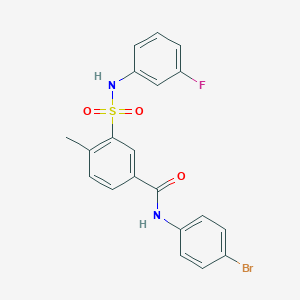 molecular formula C20H16BrFN2O3S B3730312 N-(4-bromophenyl)-3-{[(3-fluorophenyl)amino]sulfonyl}-4-methylbenzamide 