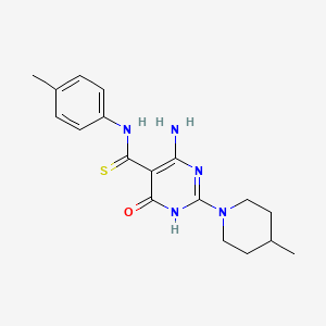 molecular formula C18H23N5OS B3730328 4-amino-N-(4-methylphenyl)-2-(4-methyl-1-piperidinyl)-6-oxo-1,6-dihydro-5-pyrimidinecarbothioamide 