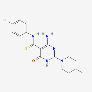 molecular formula C17H20ClN5OS B3730330 4-amino-N-(4-chlorophenyl)-2-(4-methyl-1-piperidinyl)-6-oxo-1,6-dihydro-5-pyrimidinecarbothioamide 