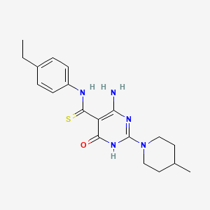 molecular formula C19H25N5OS B3730335 4-amino-N-(4-ethylphenyl)-2-(4-methyl-1-piperidinyl)-6-oxo-1,6-dihydro-5-pyrimidinecarbothioamide 