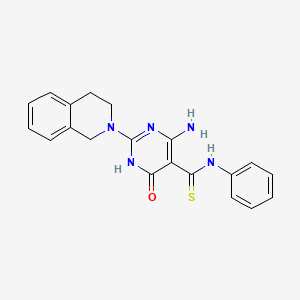 molecular formula C20H19N5OS B3730340 4-amino-2-(3,4-dihydro-2(1H)-isoquinolinyl)-6-oxo-N-phenyl-1,6-dihydro-5-pyrimidinecarbothioamide 