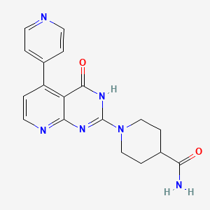 molecular formula C18H18N6O2 B3730382 1-[4-oxo-5-(4-pyridinyl)-3,4-dihydropyrido[2,3-d]pyrimidin-2-yl]-4-piperidinecarboxamide 