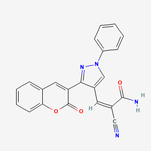 molecular formula C22H14N4O3 B3730429 2-cyano-3-[3-(2-oxo-2H-chromen-3-yl)-1-phenyl-1H-pyrazol-4-yl]acrylamide 