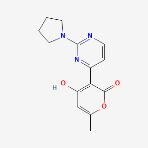 molecular formula C14H15N3O3 B3730447 4-hydroxy-6-methyl-3-[2-(1-pyrrolidinyl)-4-pyrimidinyl]-2H-pyran-2-one 