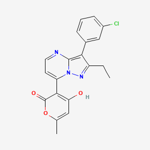 molecular formula C20H16ClN3O3 B3730473 3-[3-(3-chlorophenyl)-2-ethylpyrazolo[1,5-a]pyrimidin-7-yl]-4-hydroxy-6-methyl-2H-pyran-2-one 