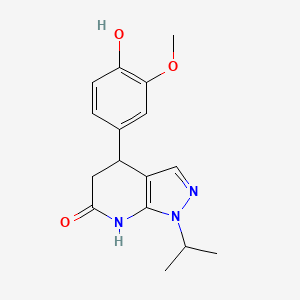 molecular formula C16H19N3O3 B3730547 4-(4-hydroxy-3-methoxyphenyl)-1-isopropyl-1,4,5,7-tetrahydro-6H-pyrazolo[3,4-b]pyridin-6-one 