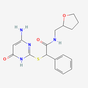 2-[(4-amino-6-oxo-1,6-dihydro-2-pyrimidinyl)thio]-2-phenyl-N-(tetrahydro-2-furanylmethyl)acetamide