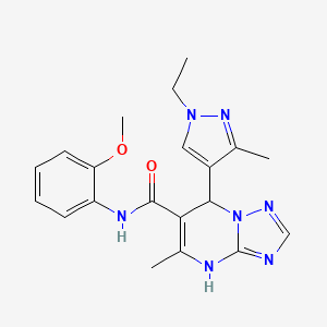 molecular formula C20H23N7O2 B3730626 7-(1-ethyl-3-methyl-1H-pyrazol-4-yl)-N-(2-methoxyphenyl)-5-methyl-4,7-dihydro[1,2,4]triazolo[1,5-a]pyrimidine-6-carboxamide 