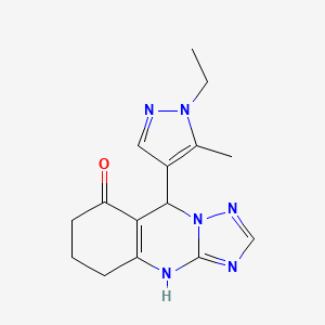 molecular formula C15H18N6O B3730632 9-(1-ethyl-5-methyl-1H-pyrazol-4-yl)-5,6,7,9-tetrahydro[1,2,4]triazolo[5,1-b]quinazolin-8(4H)-one 