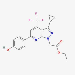 ethyl [3-cyclopropyl-6-(4-hydroxyphenyl)-4-(trifluoromethyl)-1H-pyrazolo[3,4-b]pyridin-1-yl]acetate