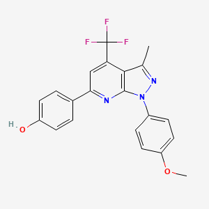 molecular formula C21H16F3N3O2 B3730637 4-[1-(4-methoxyphenyl)-3-methyl-4-(trifluoromethyl)-1H-pyrazolo[3,4-b]pyridin-6-yl]phenol 