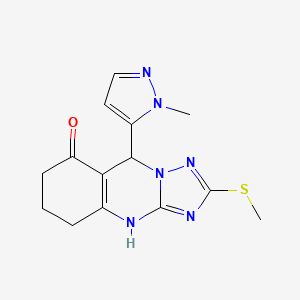 molecular formula C14H16N6OS B3730641 9-(1-methyl-1H-pyrazol-5-yl)-2-(methylthio)-5,6,7,9-tetrahydro[1,2,4]triazolo[5,1-b]quinazolin-8(4H)-one 