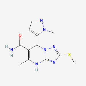 molecular formula C12H15N7OS B3730645 5-methyl-7-(1-methyl-1H-pyrazol-5-yl)-2-(methylthio)-4,7-dihydro[1,2,4]triazolo[1,5-a]pyrimidine-6-carboxamide 