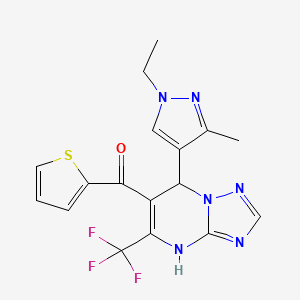 molecular formula C17H15F3N6OS B3730661 [7-(1-ethyl-3-methyl-1H-pyrazol-4-yl)-5-(trifluoromethyl)-4,7-dihydro[1,2,4]triazolo[1,5-a]pyrimidin-6-yl](2-thienyl)methanone 