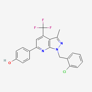 molecular formula C21H15ClF3N3O B3730664 4-[1-(2-chlorobenzyl)-3-methyl-4-(trifluoromethyl)-1H-pyrazolo[3,4-b]pyridin-6-yl]phenol 