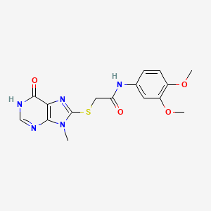 molecular formula C16H17N5O4S B3730684 N-(3,4-dimethoxyphenyl)-2-[(9-methyl-6-oxo-6,9-dihydro-1H-purin-8-yl)thio]acetamide 