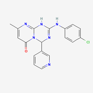 molecular formula C18H15ClN6O B3730775 2-[(4-chlorophenyl)amino]-8-methyl-4-pyridin-3-yl-1,4-dihydro-6H-pyrimido[1,2-a][1,3,5]triazin-6-one 