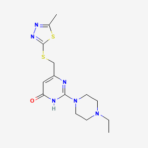 molecular formula C14H20N6OS2 B3730849 2-(4-ethyl-1-piperazinyl)-6-{[(5-methyl-1,3,4-thiadiazol-2-yl)thio]methyl}-4(3H)-pyrimidinone 