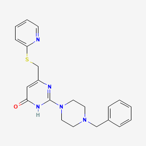 molecular formula C21H23N5OS B3730874 2-(4-benzyl-1-piperazinyl)-6-[(2-pyridinylthio)methyl]-4(3H)-pyrimidinone 