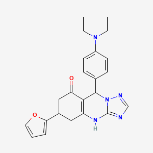 molecular formula C23H25N5O2 B3730913 9-[4-(diethylamino)phenyl]-6-(2-furyl)-5,6,7,9-tetrahydro[1,2,4]triazolo[5,1-b]quinazolin-8(4H)-one 