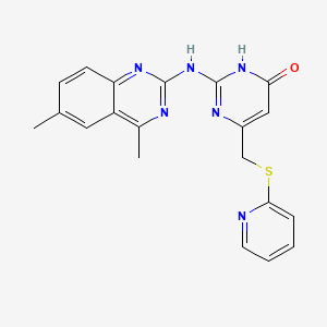 molecular formula C20H18N6OS B3731010 2-[(4,6-dimethyl-2-quinazolinyl)amino]-6-[(2-pyridinylthio)methyl]-4(3H)-pyrimidinone 