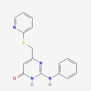 molecular formula C16H14N4OS B3731052 2-anilino-6-[(2-pyridinylthio)methyl]-4(3H)-pyrimidinone 