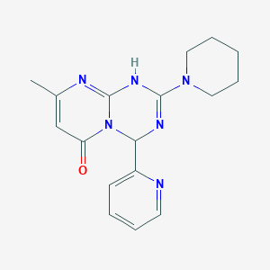 molecular formula C17H20N6O B3731060 8-methyl-2-(1-piperidinyl)-4-(2-pyridinyl)-1,4-dihydro-6H-pyrimido[1,2-a][1,3,5]triazin-6-one 