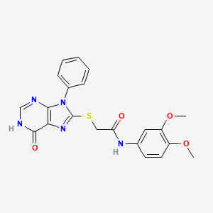 molecular formula C21H19N5O4S B3731083 N-(3,4-dimethoxyphenyl)-2-[(6-oxo-9-phenyl-6,9-dihydro-1H-purin-8-yl)thio]acetamide 