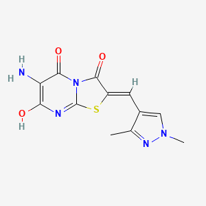 molecular formula C12H11N5O3S B3731118 6-amino-2-[(1,3-dimethyl-1H-pyrazol-4-yl)methylene]-7-hydroxy-5H-[1,3]thiazolo[3,2-a]pyrimidine-3,5(2H)-dione 