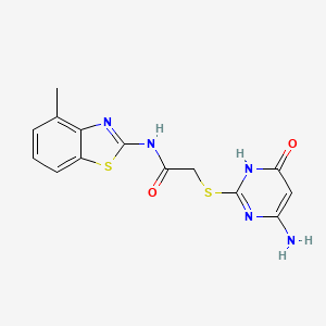 molecular formula C14H13N5O2S2 B3731132 2-[(4-amino-6-oxo-1,6-dihydro-2-pyrimidinyl)thio]-N-(4-methyl-1,3-benzothiazol-2-yl)acetamide 