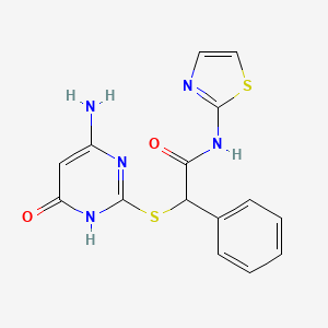 molecular formula C15H13N5O2S2 B3731134 2-[(4-amino-6-oxo-1,6-dihydro-2-pyrimidinyl)thio]-2-phenyl-N-1,3-thiazol-2-ylacetamide 