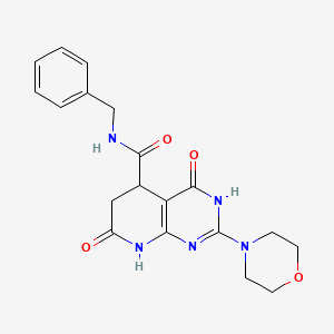 molecular formula C19H21N5O4 B3731170 N-benzyl-2-(4-morpholinyl)-4,7-dioxo-3,4,5,6,7,8-hexahydropyrido[2,3-d]pyrimidine-5-carboxamide 