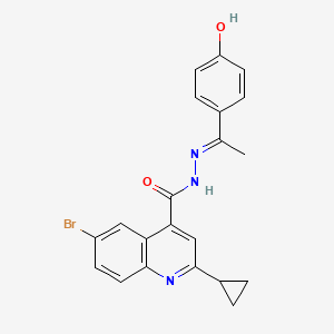 molecular formula C21H18BrN3O2 B3731225 6-bromo-2-cyclopropyl-N'-[1-(4-hydroxyphenyl)ethylidene]-4-quinolinecarbohydrazide 